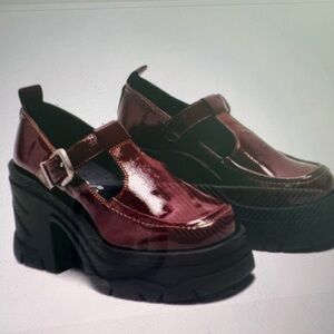 FREE PEOPLE Mayla Mary Jane Platform Heels Women’s Patent Leather 8 Raspberry